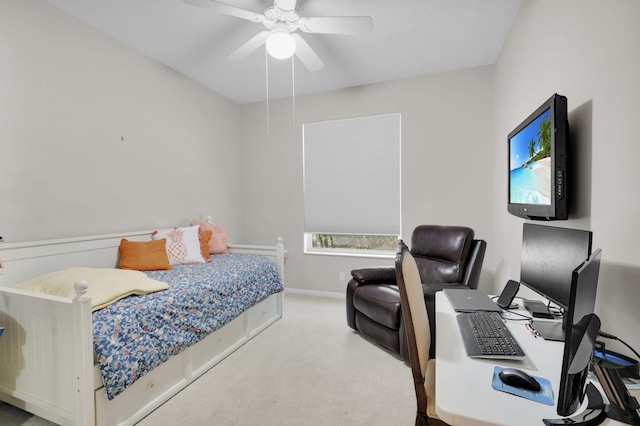 6179 Evian Pl, Boynton Beach, FL 33437 - carpeted bedroom with an office area, a ceiling fan, and baseboards