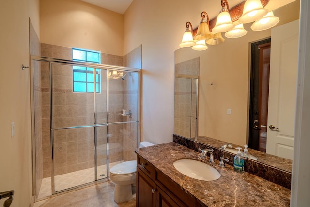 8979 Three Rail Dr, Boynton Beach, FL 33472 - bathroom featuring toilet, vanity, and a stall shower