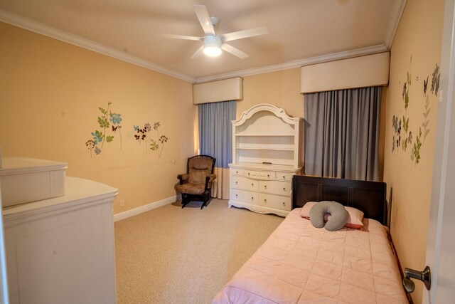 8979 Three Rail Dr, Boynton Beach, FL 33472 - carpeted bedroom with crown molding, baseboards, and ceiling fan