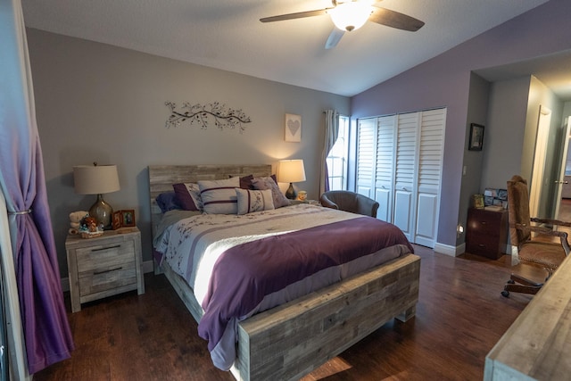 1325 Strawberry Ln, West Palm Beach, FL 33415 - bedroom with lofted ceiling, wood finished floors, and ceiling fan