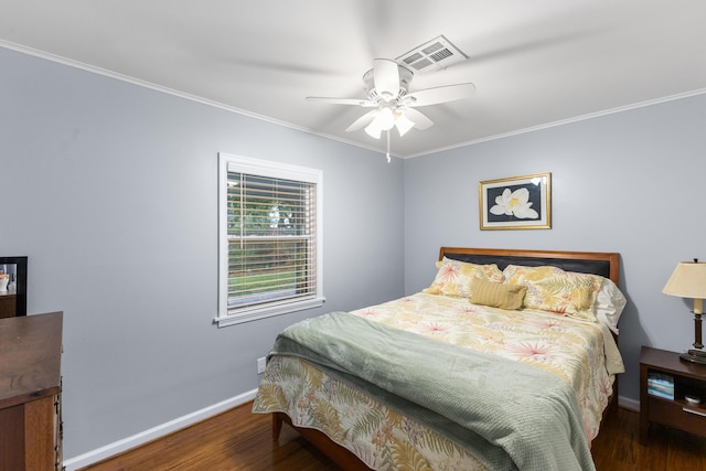 454 Tequesta Dr, Tequesta, FL 33469 - bedroom featuring wood finished floors, baseboards, crown molding, and ceiling fan