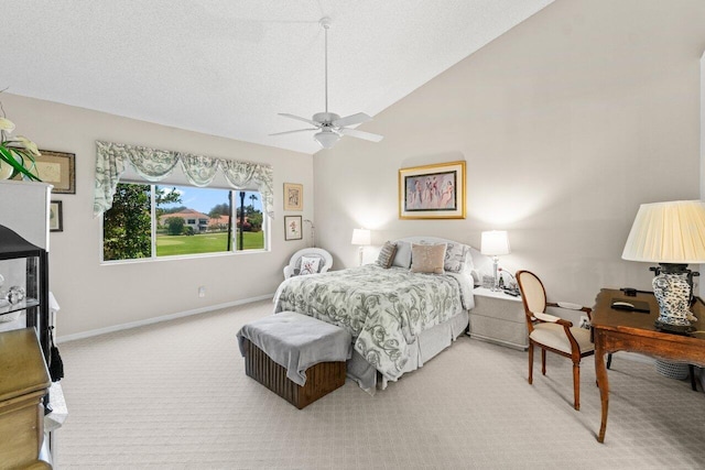 5846 NW 24th Ave Unit 202, Boca Raton, FL 33496 - bedroom with light colored carpet, lofted ceiling, baseboards, and a ceiling fan