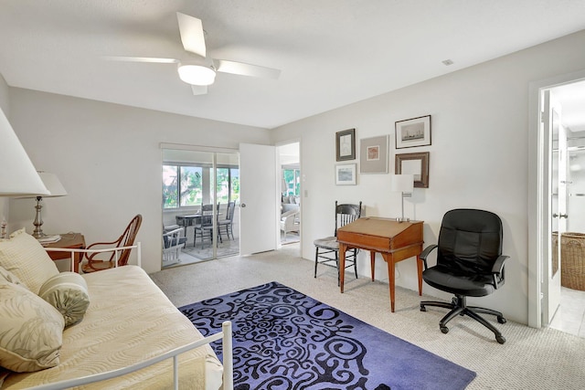 1800 SE Saint Lucie Blvd Unit 2-204, Stuart, FL 34996 - living room featuring carpet floors, an office area, and ceiling fan