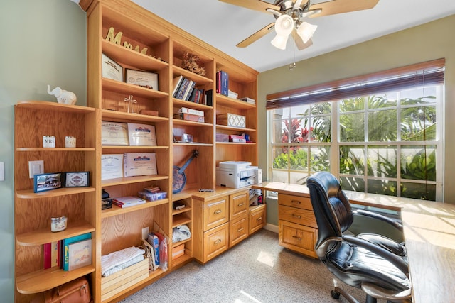 office with a ceiling fan
