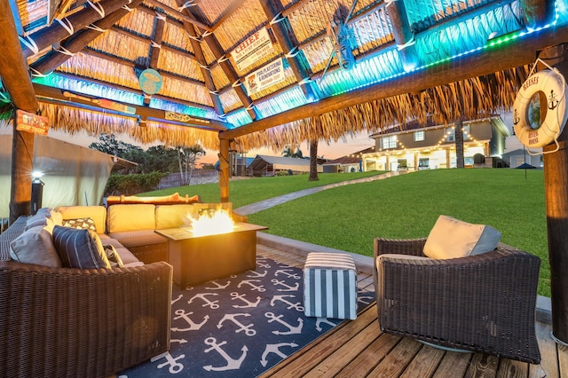 view of patio / terrace featuring a gazebo and an outdoor living space