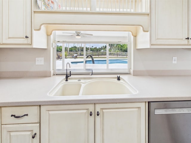 2045 SW 18th Ln, Okeechobee, FL 34974 - kitchen with dishwasher, a sink, plenty of natural light, and a ceiling fan