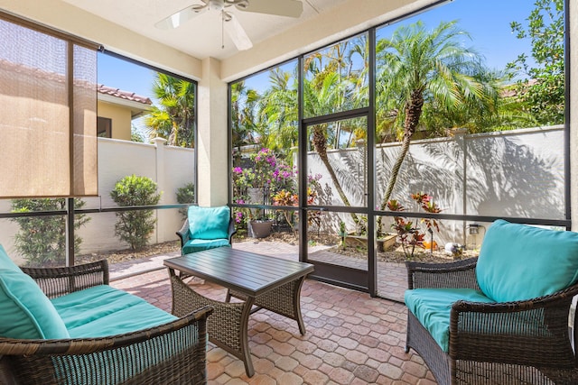 10171 SW Dolce Rd, Port Saint Lucie, FL 34986 - sunroom / solarium with a ceiling fan