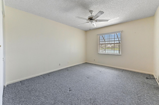 8586 Brian Blvd, Boynton Beach, FL 33472 - empty room with a textured ceiling, a ceiling fan, carpet, and baseboards