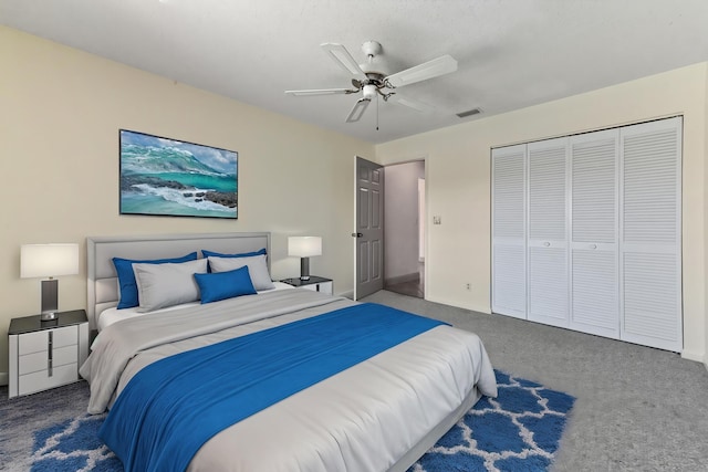8586 Brian Blvd, Boynton Beach, FL 33472 - carpeted bedroom with a closet, baseboards, and ceiling fan
