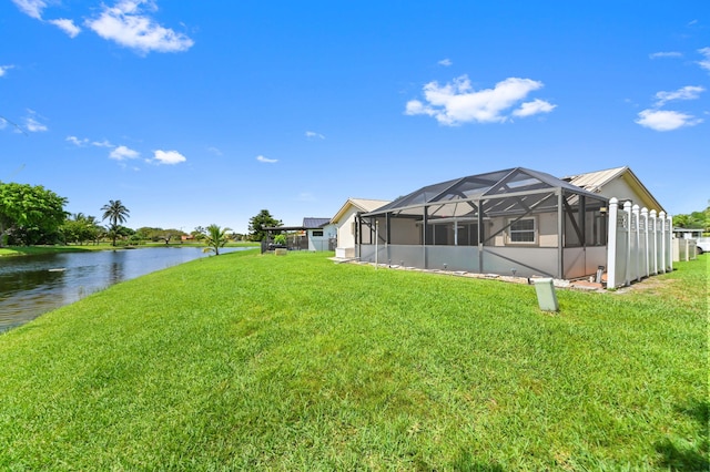 8586 Brian Blvd, Boynton Beach, FL 33472 - view of grassy yard featuring a water view and a lanai
