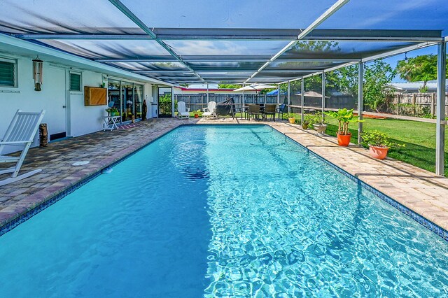 1328 SE 3rd Ave, Deerfield Beach, FL 33441 - view of swimming pool featuring a patio and glass enclosure