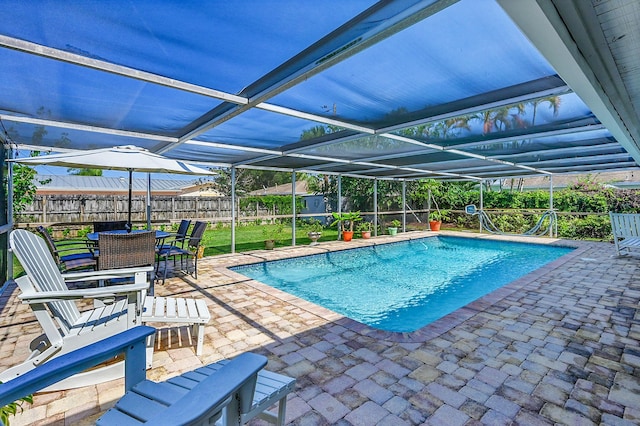 1328 SE 3rd Ave, Deerfield Beach, FL 33441 - view of pool featuring a patio, a fenced backyard, and a lanai