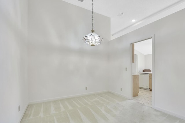 135 Eagleton Ct, Palm Beach Gardens, FL 33418 - unfurnished room featuring light colored carpet, a chandelier, baseboards, and recessed lighting