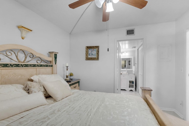 23247 Barwood Ln Unit 305, Boca Raton, FL 33428 - bedroom featuring a ceiling fan and ensuite bath