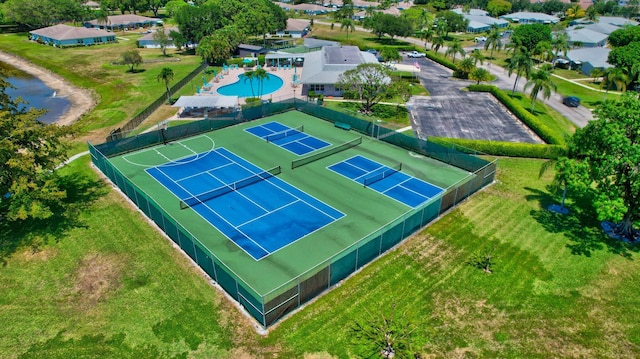 bird's eye view of a pool