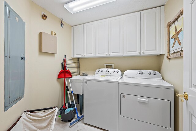 230 Ocean Grande Blvd Unit 501, Jupiter, FL 33477 - washroom featuring washer and clothes dryer, cabinet space, and electric panel