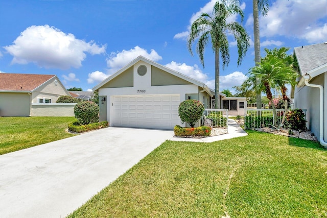 7780 Lake Champlain Ct, Delray Beach, FL 33446 - ranch-style home with an attached garage, concrete driveway, and stucco siding