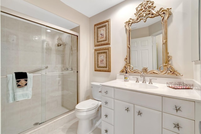 7780 Lake Champlain Ct, Delray Beach, FL 33446 - full bathroom with toilet, vanity, and a shower stall