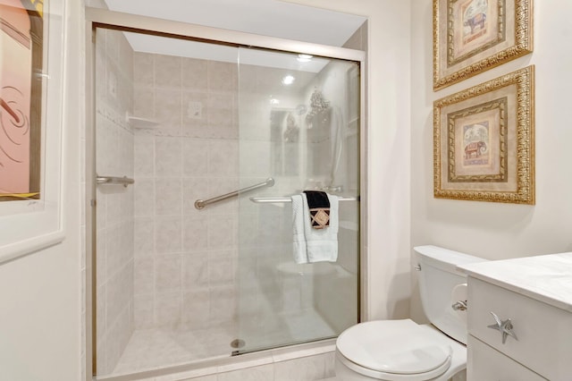 7780 Lake Champlain Ct, Delray Beach, FL 33446 - bathroom with toilet, vanity, and a stall shower