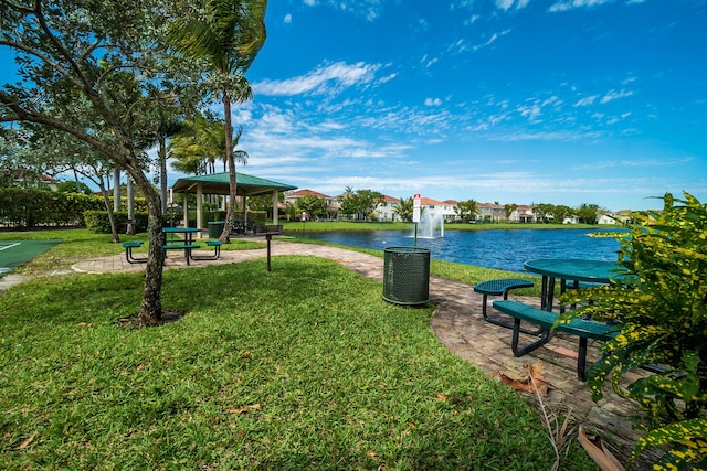 3185 Laurel Ridge Cir, Riviera Beach, FL 33404 - view of community featuring a gazebo, a yard, and a water view