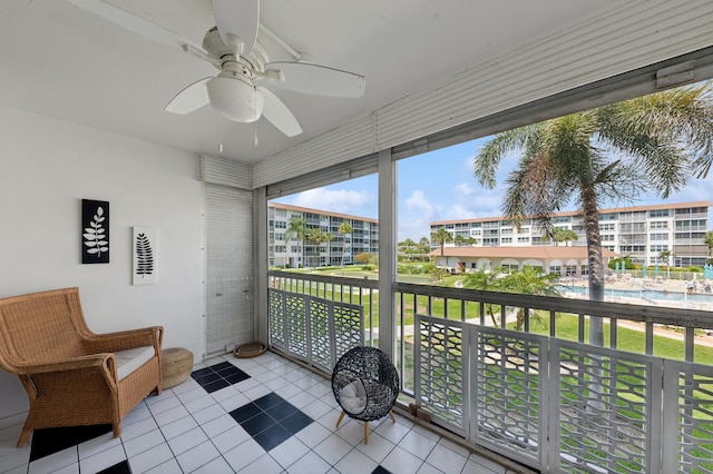 911 Gardenia Dr Unit 252, Delray Beach, FL 33483 - unfurnished sunroom featuring ceiling fan