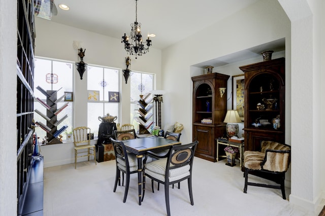 1081 Vintner Blvd, Palm Beach Gardens, FL 33410 - dining area featuring a chandelier, baseboards, and recessed lighting
