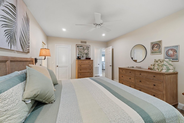 17166 Waterbend Dr Unit 210, Jupiter, FL 33477 - bedroom featuring recessed lighting, baseboards, and ceiling fan