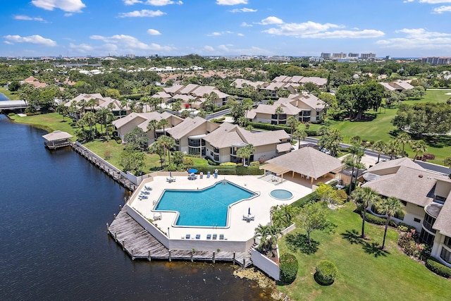 17166 Waterbend Dr Unit 210, Jupiter, FL 33477 - drone / aerial view of a nearby body of water and a pool