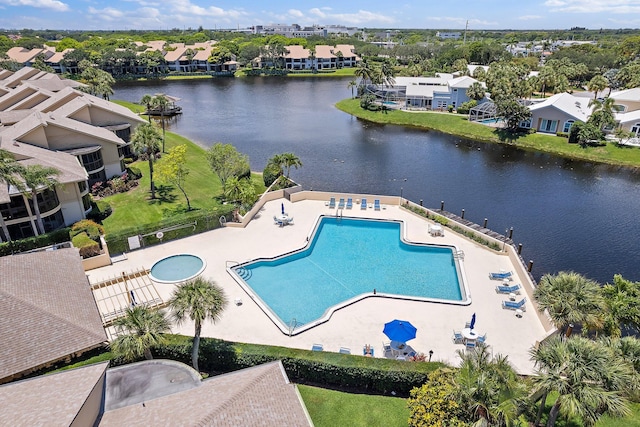 17166 Waterbend Dr Unit 210, Jupiter, FL 33477 - aerial view of residential area featuring a large body of water and a pool