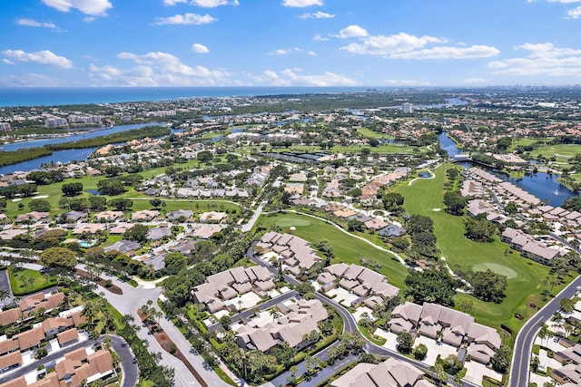 17166 Waterbend Dr Unit 210, Jupiter, FL 33477 - aerial view of property's location featuring a large body of water, nearby suburban area, and a golf course