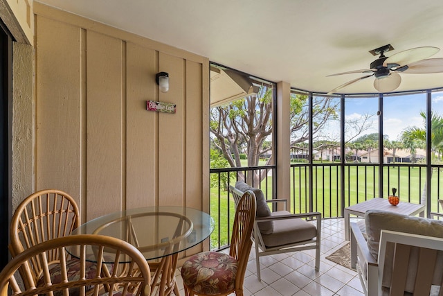 17166 Waterbend Dr Unit 210, Jupiter, FL 33477 - sunroom with ceiling fan, tile patterned floors, and plenty of natural light