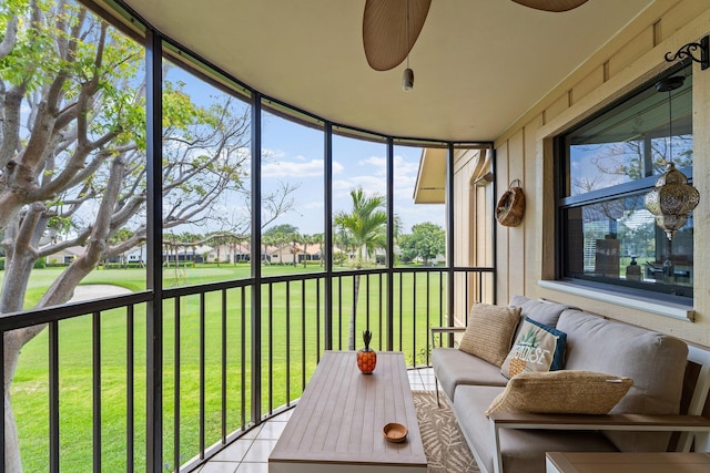 17166 Waterbend Dr Unit 210, Jupiter, FL 33477 - sunroom / solarium with ceiling fan, a residential view, and healthy amount of natural light