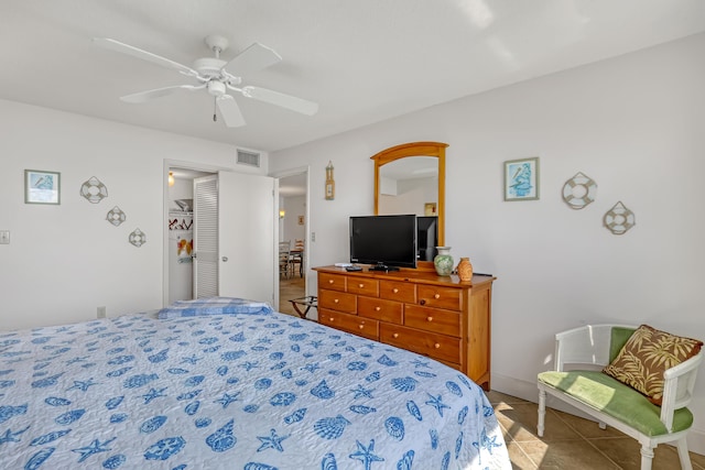 7430 S Ocean Dr Unit 319, Jensen Beach, FL 34957 - tiled bedroom featuring ceiling fan