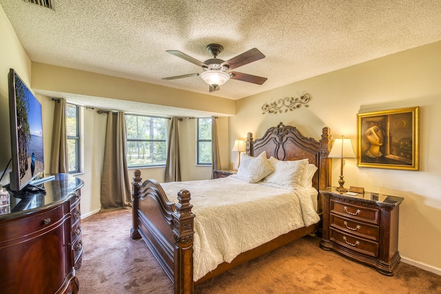 11033 67th Pl N, The Acreage, FL 33412 - carpeted bedroom featuring a ceiling fan, a textured ceiling, and baseboards