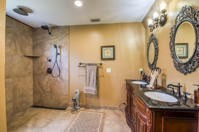 11033 67th Pl N, The Acreage, FL 33412 - full bathroom featuring a walk in shower, double vanity, baseboards, and recessed lighting