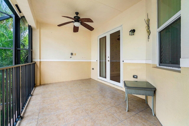8440 Serena Creek Ave, Boynton Beach, FL 33473 - unfurnished sunroom with a ceiling fan and french doors