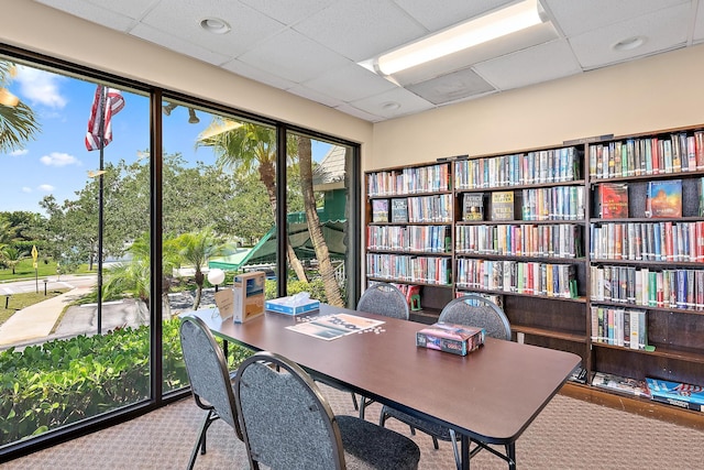 18081 SE Country Club Dr Unit 370, Tequesta, FL 33469 - home office with carpet and a drop ceiling