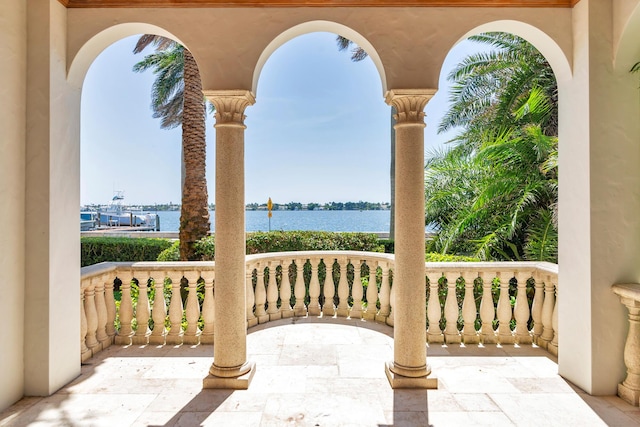 3309 S Flagler Dr, West Palm Beach, FL 33405 - covered porch featuring a water view