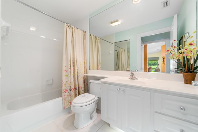 1056 SW Balmoral Trce, Stuart, FL 34997 - full bathroom with vanity, toilet, shower / bath combo, and tile patterned floors