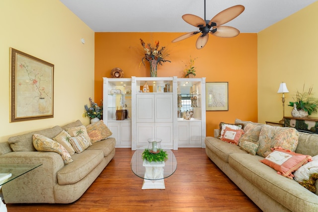1056 SW Balmoral Trce, Stuart, FL 34997 - living room featuring a ceiling fan and wood finished floors