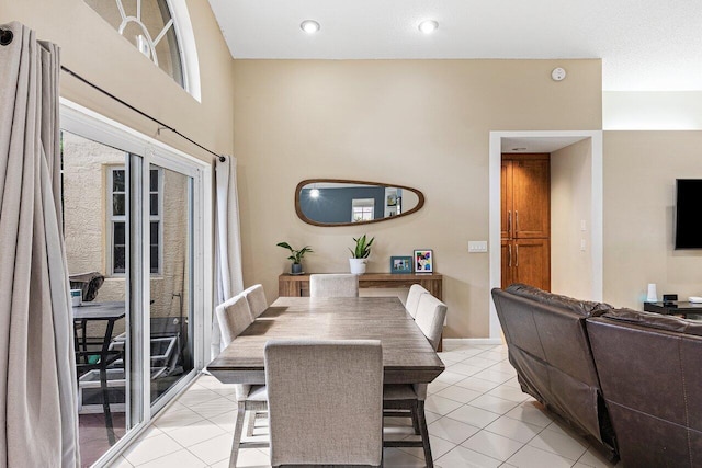 5350 Casa Real Dr, Delray Beach, FL 33484 - dining space with light tile patterned floors and recessed lighting