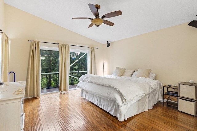 5350 Casa Real Dr, Delray Beach, FL 33484 - bedroom featuring vaulted ceiling, hardwood / wood-style floors, and a ceiling fan