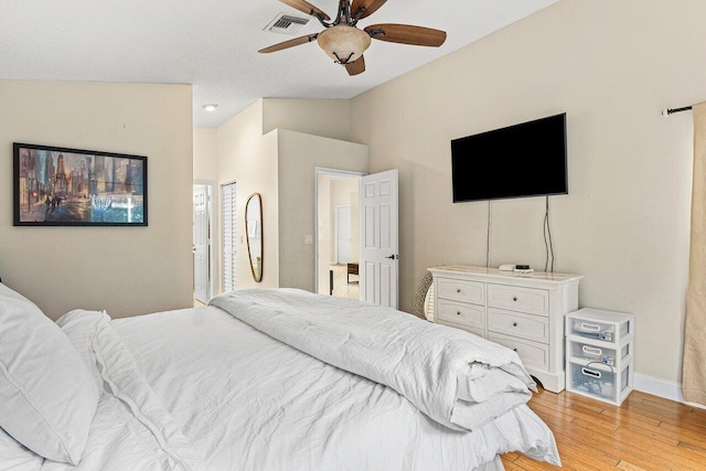5350 Casa Real Dr, Delray Beach, FL 33484 - bedroom with lofted ceiling, light wood-style floors, baseboards, and ceiling fan
