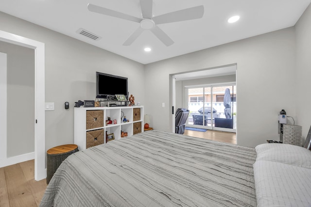 8076 Sweetbriar Way, Boca Raton, FL 33496 - bedroom with light wood-type flooring, recessed lighting, a ceiling fan, and baseboards