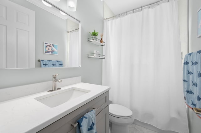 225 NW Magnolia Lakes Blvd, Port Saint Lucie, FL 34986 - bathroom featuring vanity, toilet, and marble finish floors