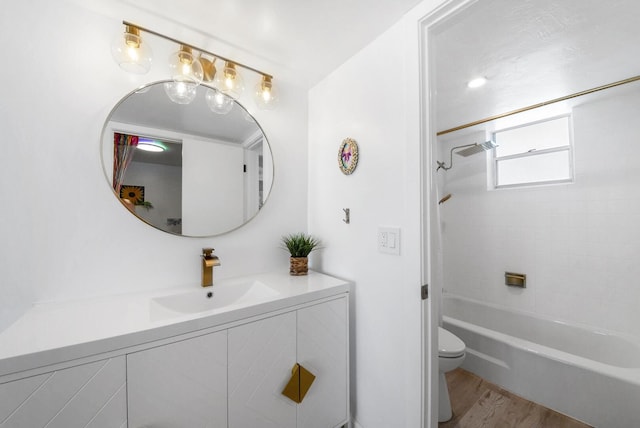 3570 S Ocean Blvd Unit 506, South Palm Beach, FL 33480 - full bath featuring vanity, toilet, wood finished floors, and shower / tub combination