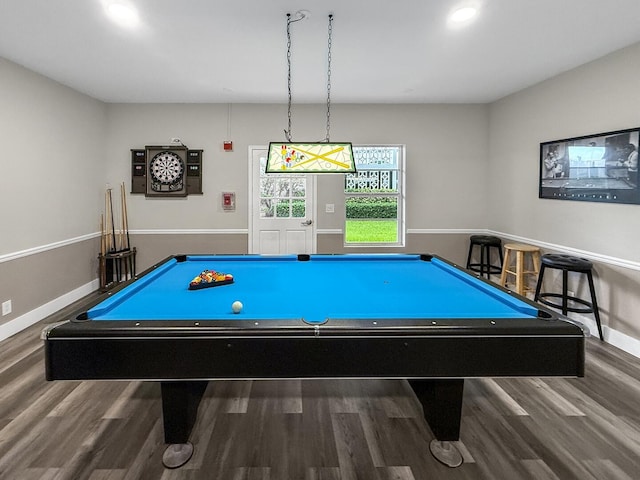 3570 S Ocean Blvd Unit 506, South Palm Beach, FL 33480 - rec room with wood finished floors, baseboards, and pool table