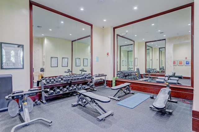 9800 Stover Way, Wellington, FL 33414 - workout area featuring recessed lighting