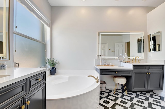 9800 Stover Way, Wellington, FL 33414 - full bath featuring double vanity, a garden tub, and recessed lighting