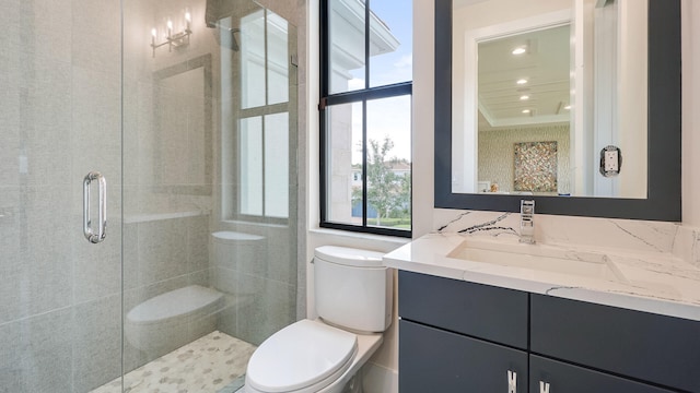 13206 Faberge Pl, Palm Beach Gardens, FL 33418 - full bathroom featuring toilet, a stall shower, and vanity